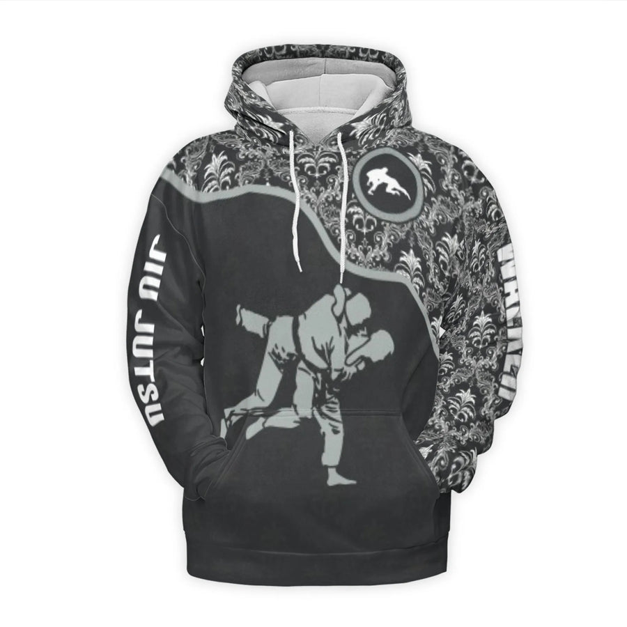Judo Hoodie | Martial Arts Grappling Throw Damask Design | Premium Polyester Fleece | Perfect Gift for Judoka and Combat Sports Fans