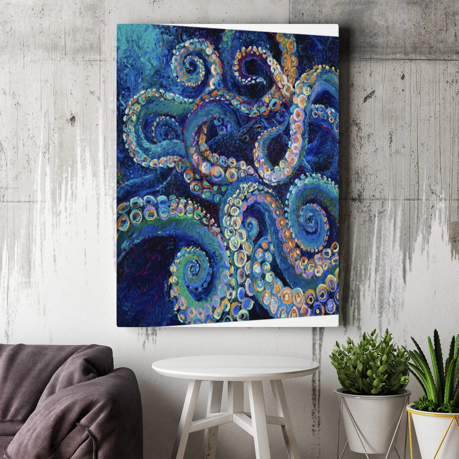 Abstract Octopus Canvas Print | Colorful Textured Tentacle Art | Premium Gallery Wrapped Canvas | Nautical Wall Decor Gift for Ocean Lovers