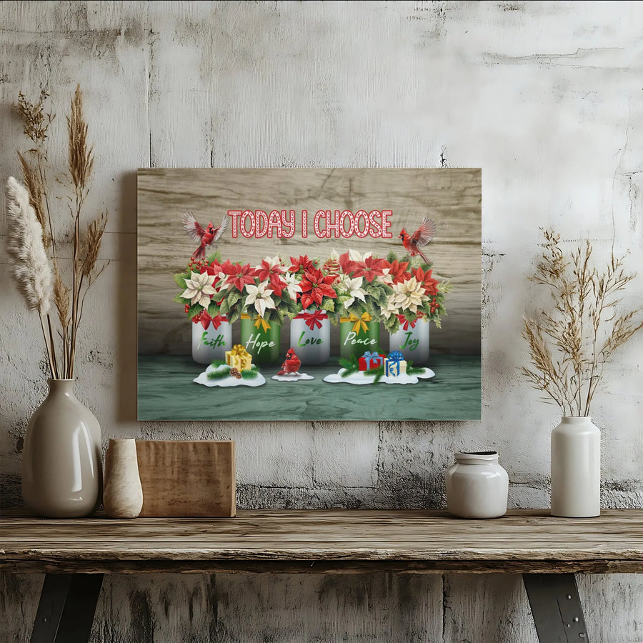 Inspirational Christmas Canvas Wall Art | Faith Hope Love Peace Joy Print | Premium Gallery Wrapped Canvas | Christian Holiday Home Decor Gift