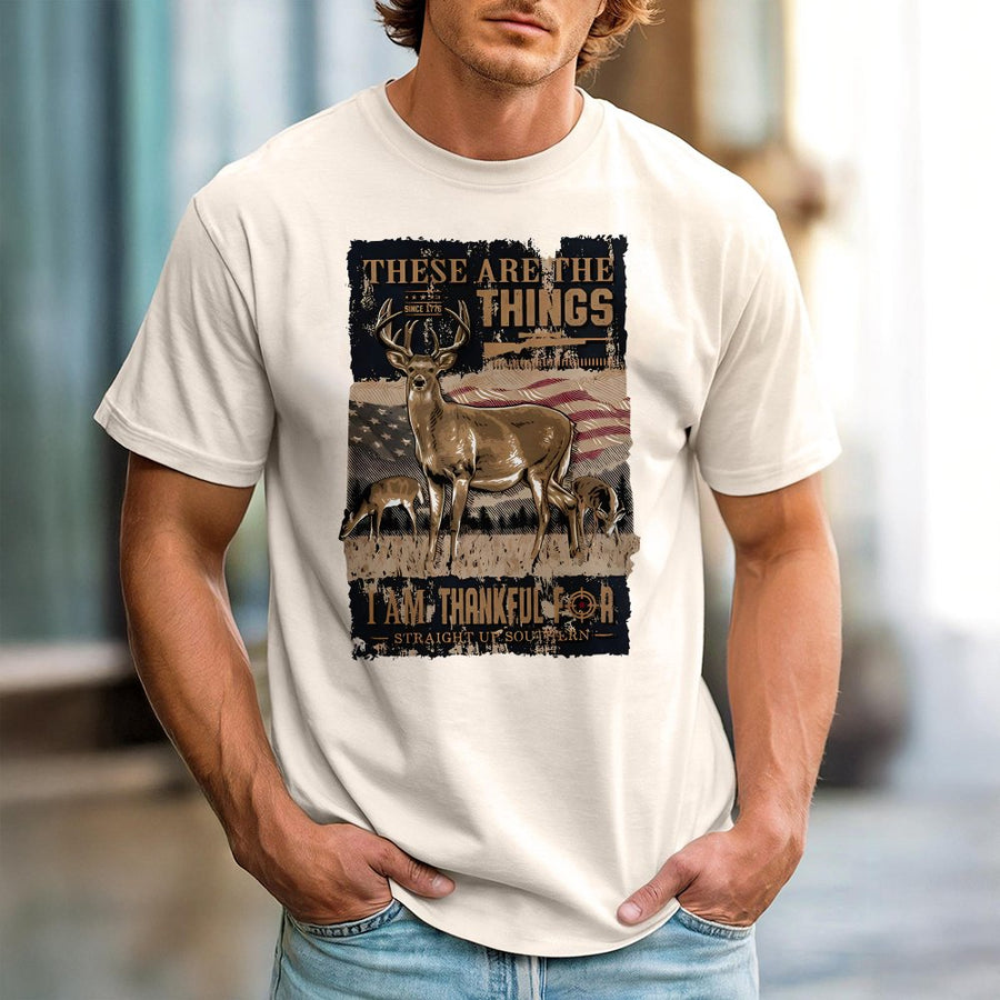 Deer Hunting T-Shirt | Patriotic American Flag Wildlife Design | 100% Cotton Premium Tee | Outdoorsman Birthday Gift