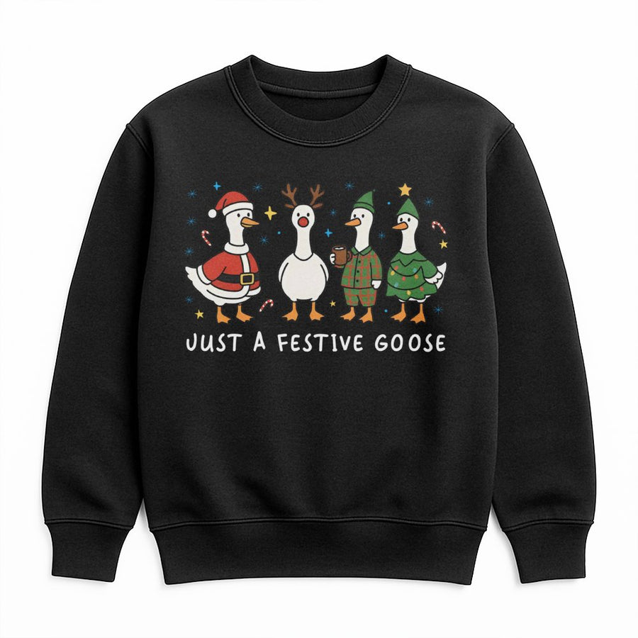 Festive Goose Christmas Sweatshirt | Funny Silly Goose Holiday Graphic | Premium Cotton Blend Cozy Crewneck | Cute Winter Gift for Animal Lovers