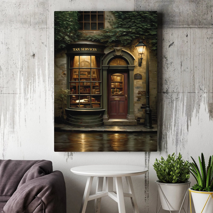 Tax Services Wall Art | Vintage Accounting Office Decor | Premium Stretched Canvas Print | Professional CPA Gift for Accountant or Firm