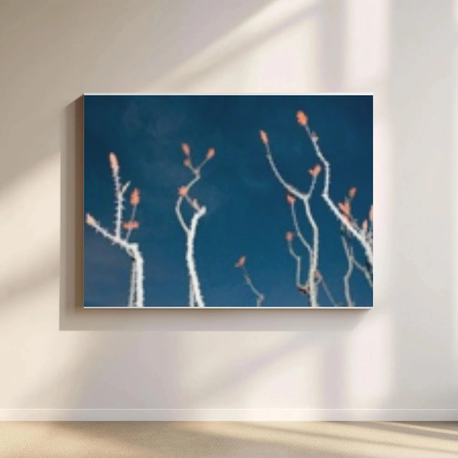 Winter Botanical Canvas Wall Art | Abstract Frosted Branches Print | Premium Fade-Resistant Canvas | Modern Living Room Decor
