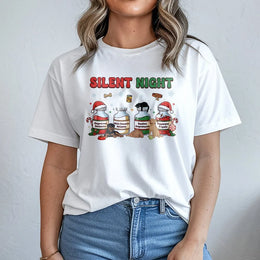 Silent Night Vet Med T-Shirt | Funny Veterinary Christmas Graphic | Premium Soft Cotton Unisex Tee | Gift for Veterinarian Vet Tech Student
