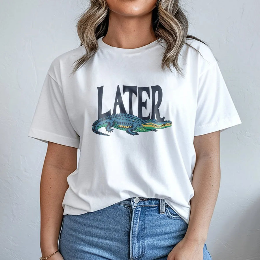 Later Gator T-Shirt | Retro Alligator Graphic | Soft Cotton Blend | Funny Animal Pun Gift for Men & Women