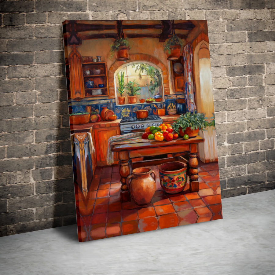 Rustic Kitchen Canvas Wall Art | Vibrant Southwestern Style Painting | Premium Gallery Wrapped Canvas | Housewarming Gift & Dining Room Decor