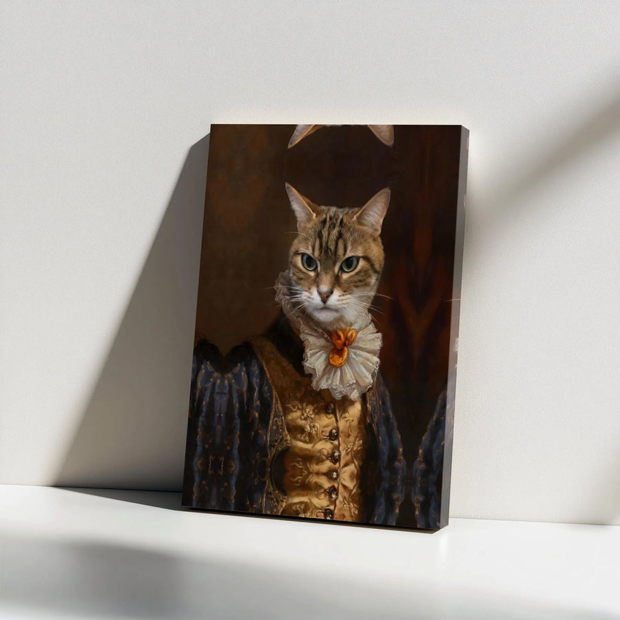 Regal Tabby Cat Canvas | Renaissance Royal Pet Portrait | Premium 1.25-inch Gallery Wrap | Unique Gift for Cat Lovers & Art Collectors