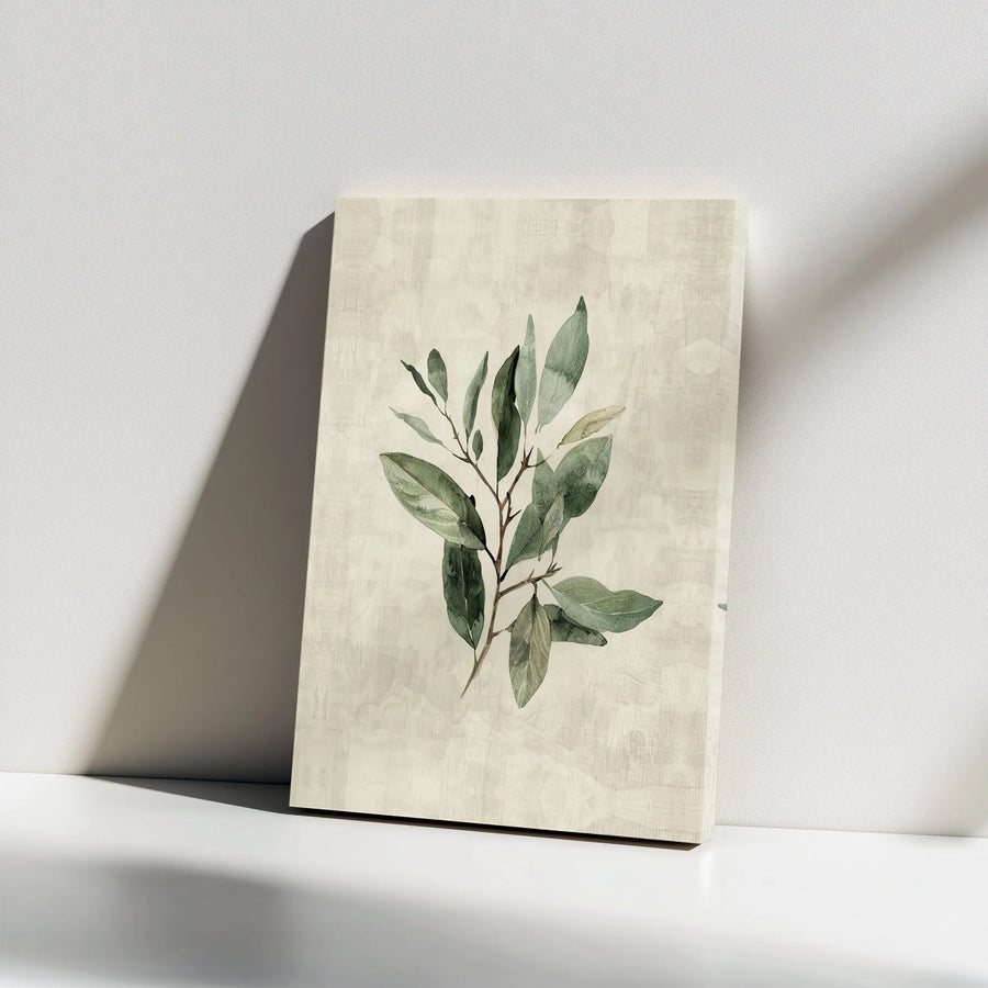 Botanical Leaf Canvas Print | Minimalist Watercolor Greenery Art | Premium Gallery Wrapped Canvas | Modern Farmhouse Decor Gift