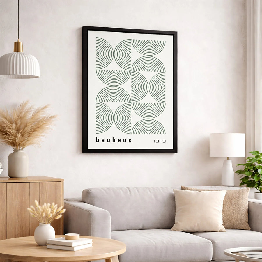 Bauhaus Geometric Wall Art | Minimalist Semi-Circle Abstract Print | Premium Gallery Canvas | Modern Home Decor Gift