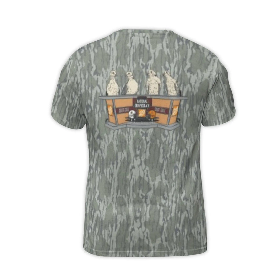National Doveday 3D Camo T-Shirt | Bird Hunter Commentator Desk Graphic | Premium Polyester Jersey | Unique Gift for Outdoorsmen and Sports Fans