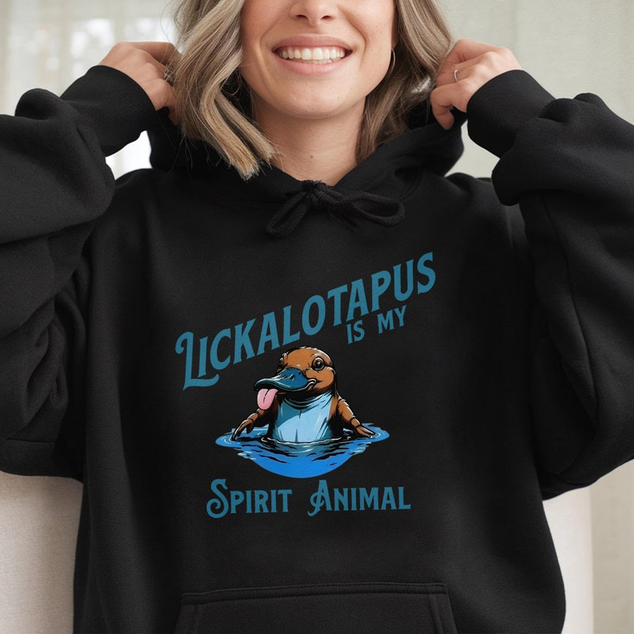 Lickalotapus Spirit Animal Hoodie | Funny Platypus Graphic Sweatshirt | Premium Cotton-Poly Blend | Unisex Gift for Animal Lovers