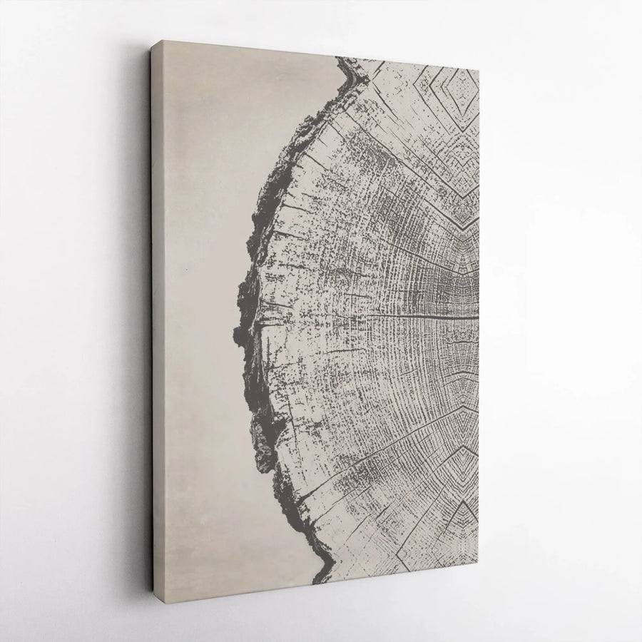 Tree Trunk Cross Section Canvas Art | Minimalist Wood Slice Wall Decor | Premium Fade-Resistant Gallery Print | Modern Nature Lover Gift