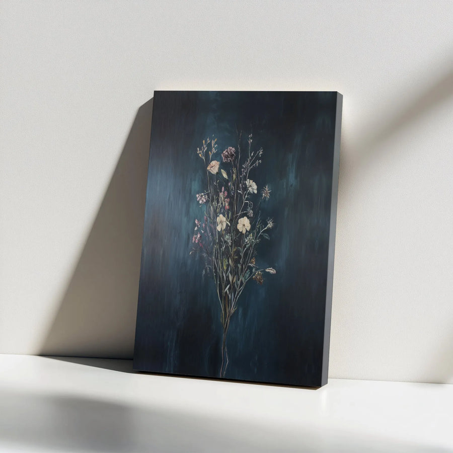 Moody Wildflower Canvas Wall Art | Dark Botanical Still Life Print | Premium Gallery Canvas | Elegant Home Decor Gift