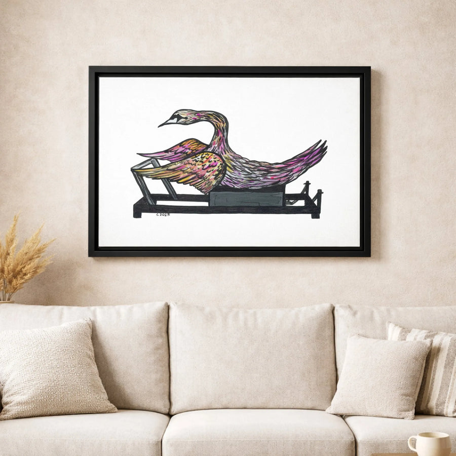 Abstract Swan Canvas Wall Art | Surreal Bird On Machinery Design | Premium Fade-Resistant Gallery Print | Unique Home Decor Gift