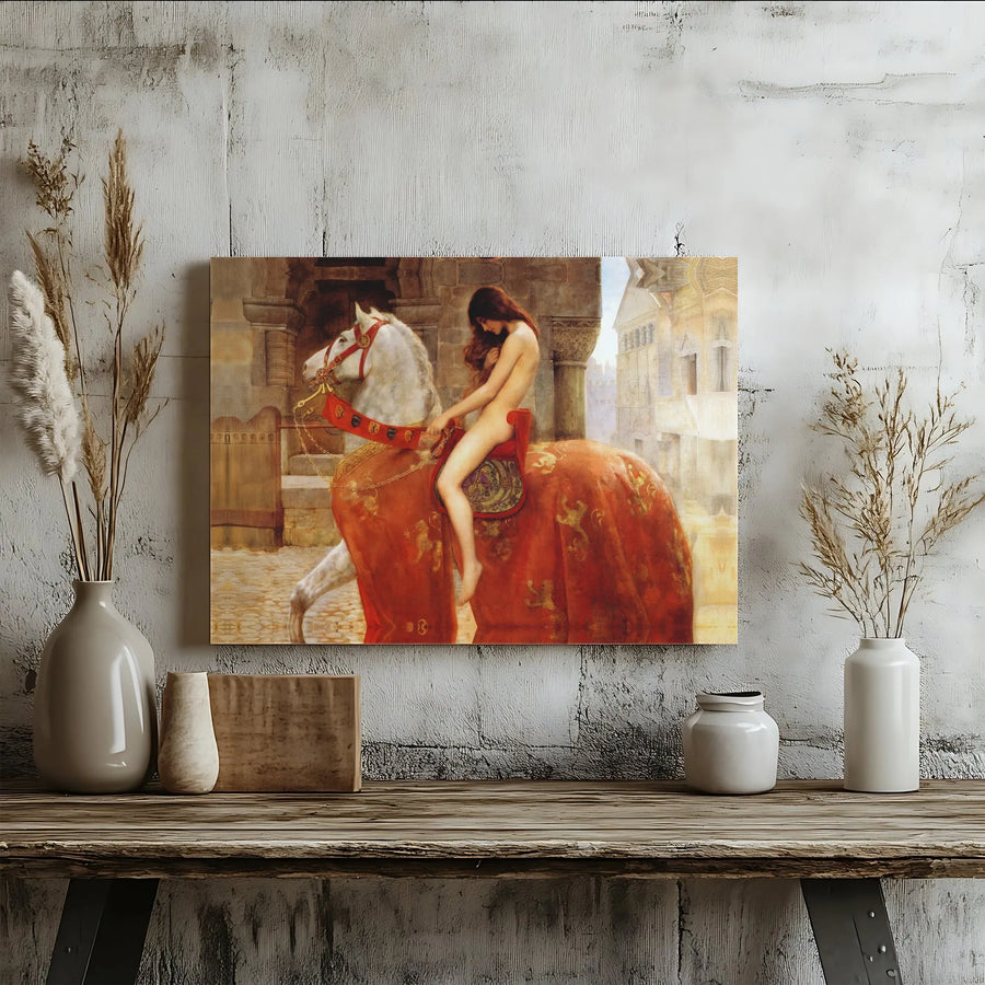 Lady Godiva Canvas Wall Art | John Collier Pre-Raphaelite Painting | Premium Gallery Wrapped Print | Classic Historical Fine Art Decor for Home