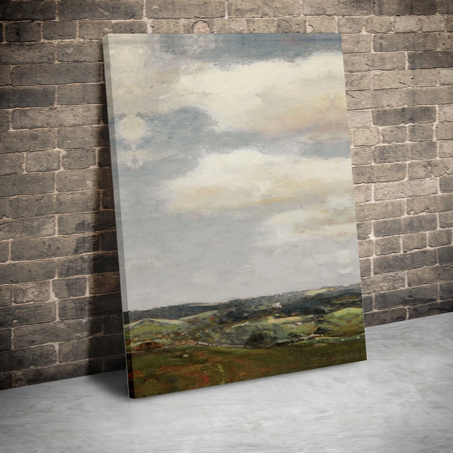 Rolling Hills Landscape Canvas Art | Abstract Cloudy Sky Wall Decor | Premium 1.25 Inch Gallery Wrap | Serene Nature Print for Home Office