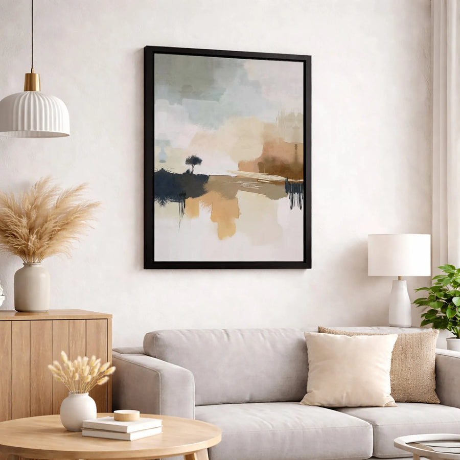 Abstract Landscape Canvas Print | Solitary Tree Neutral Wall Art | Modern Gallery-Wrap Decor | Minimalist Living Room Statement Piece