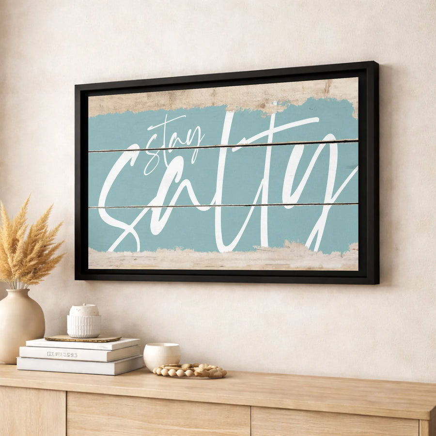 Stay Salty Wall Art Canvas | Coastal Beach House Decor | Premium 1.25-Inch Gallery Wrap | Nautical Home Gift for Ocean Lovers