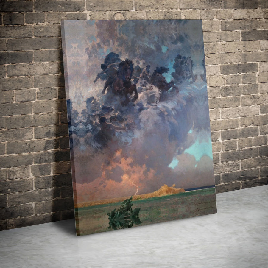 Ride Of The Valkyries Canvas Wall Art | Norse Mythology Painting Print | Premium Fade-Resistant Decor | Gothic Home & Office Wall Decor