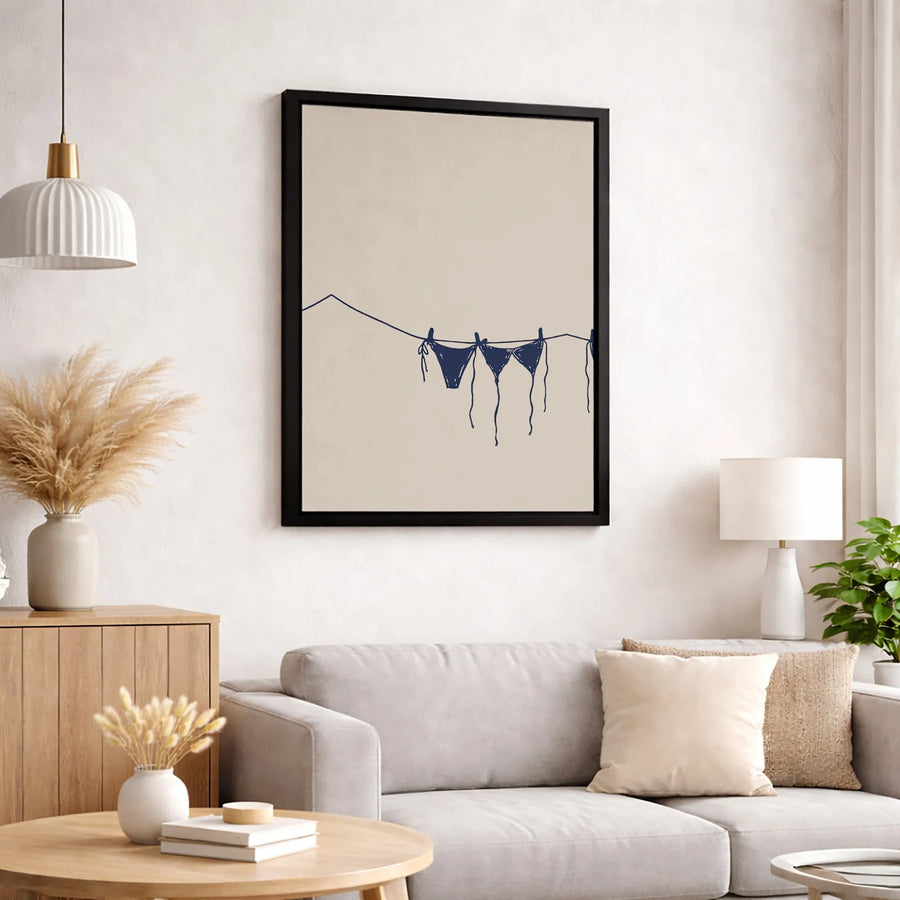 Minimalist Bikini Wall Art | Line Drawing Beach Decor | Premium 1.25-Inch Gallery Canvas | Modern Coastal Home Gift
