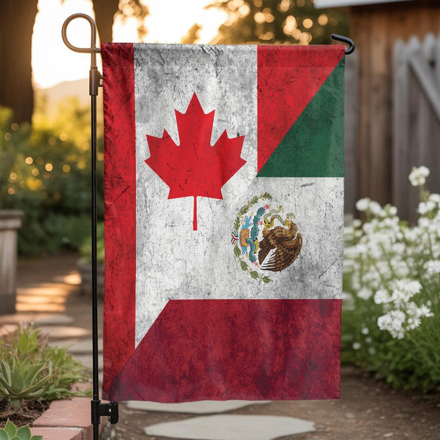 Canada Mexico Flag Garden Decor | Dual Heritage National Banner | Premium Weather-Resistant Polyester | Outdoor Yard Gift for Patriotic Home