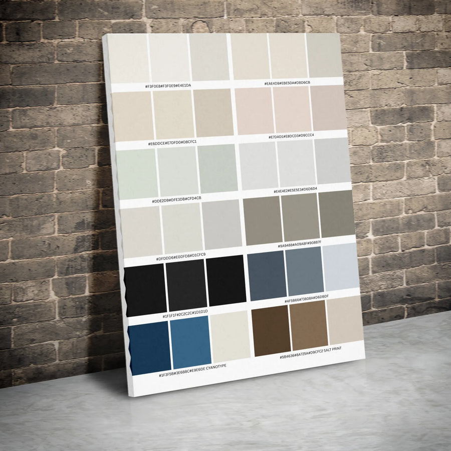 Designer Color Palette Vertical Canvas | Modern Color Swatch Chart with HEX Codes | Premium Gallery Wrap Canvas | Gift for Graphic Designer & Artist