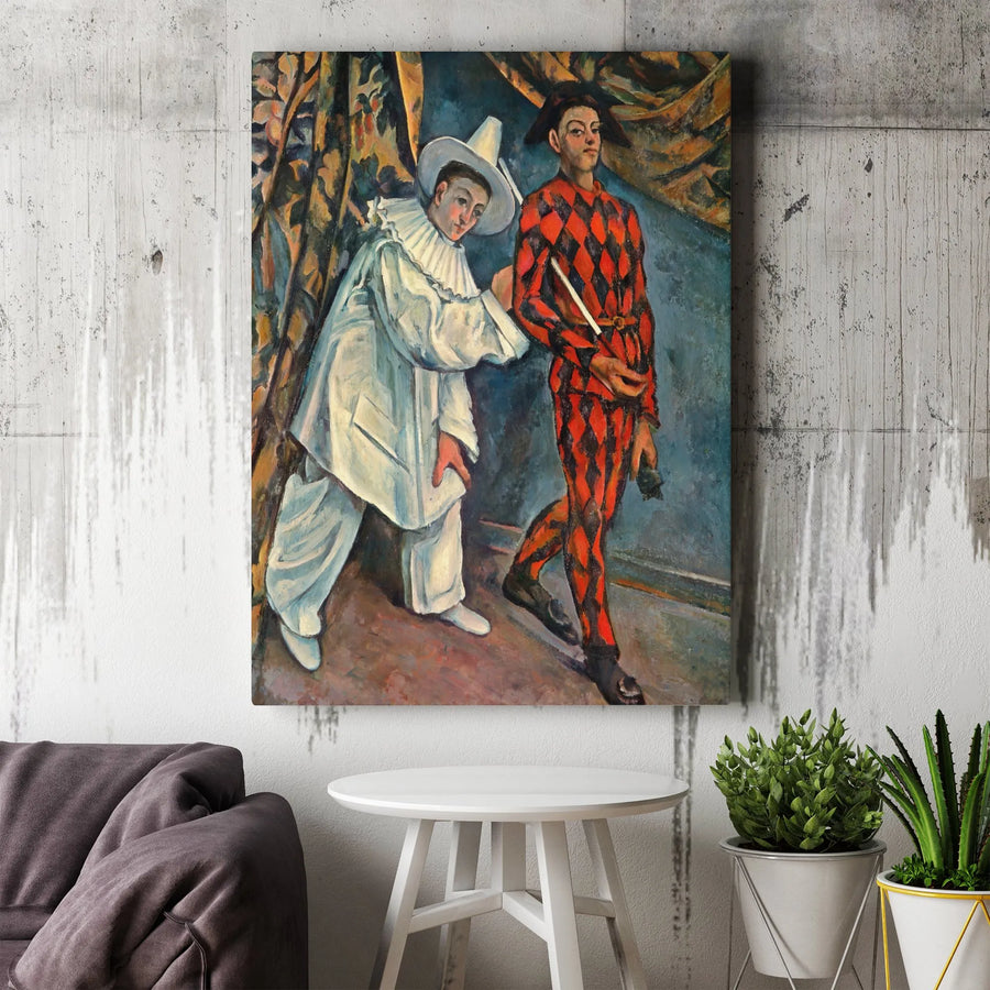 Paul Cézanne Pierrot and Harlequin Canvas Print | Post-Impressionist Wall Art | Thick Gallery Wrapped Canvas | Collector's Gift for Art Lover Home Decor