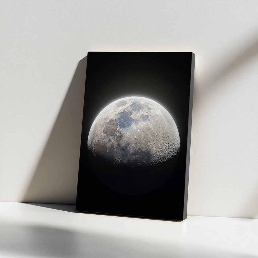 Full Moon Canvas Wall Art | Realistic Lunar Crater Detail | Premium Gallery Wrap Print | Modern Space Decor For Home Office
