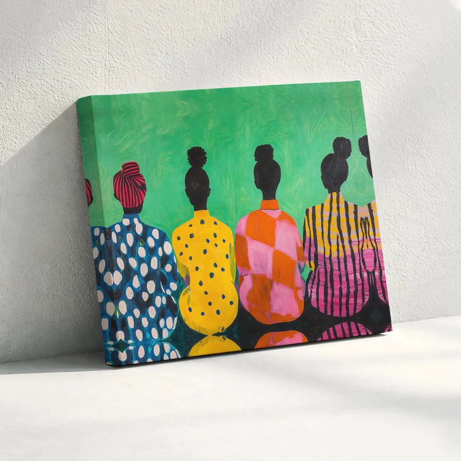 Black Women Wall Art | Abstract Colorful Patterned Portrait | Premium Gallery-Wrapped Canvas | Modern African American Home Decor Gift