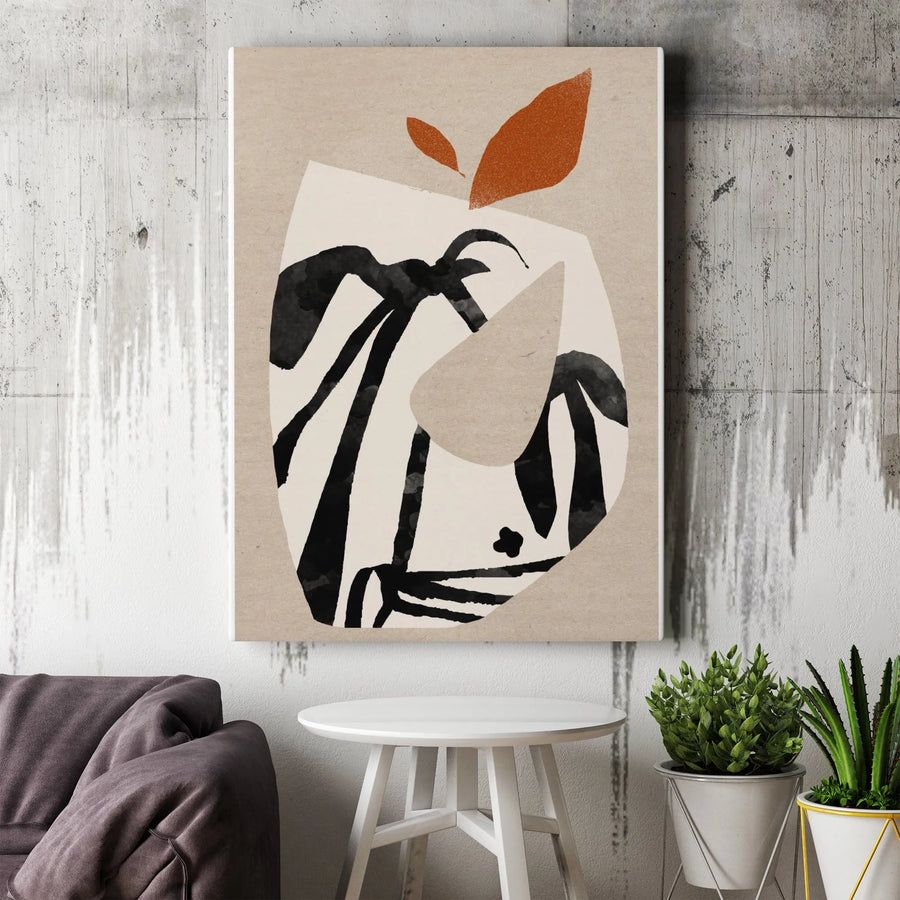 Abstract Botanical Vertical Canvas Print | Modern Minimalist Collage Art | Premium Gallery Wrap Canvas | Contemporary Home Decor Gift