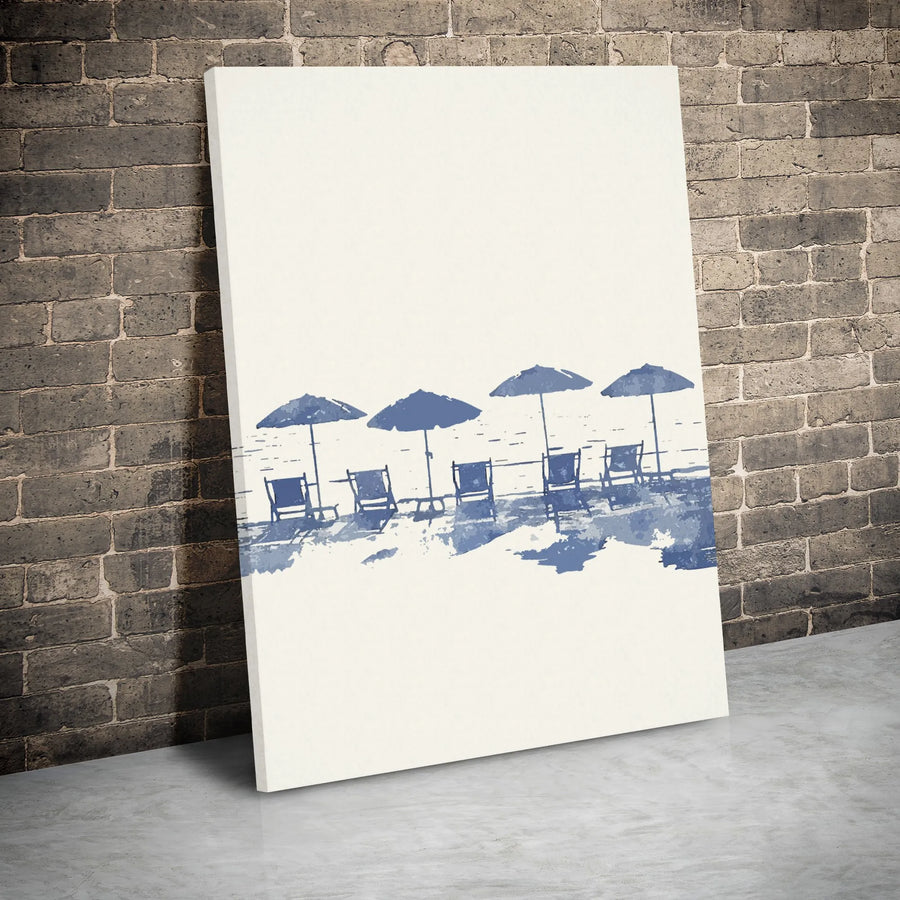 Beach Canvas Wall Art | Minimalist Coastal Watercolor Scene | Premium Gallery Wrap 1.25" Frame | Relaxing Ocean Decor for Living Room