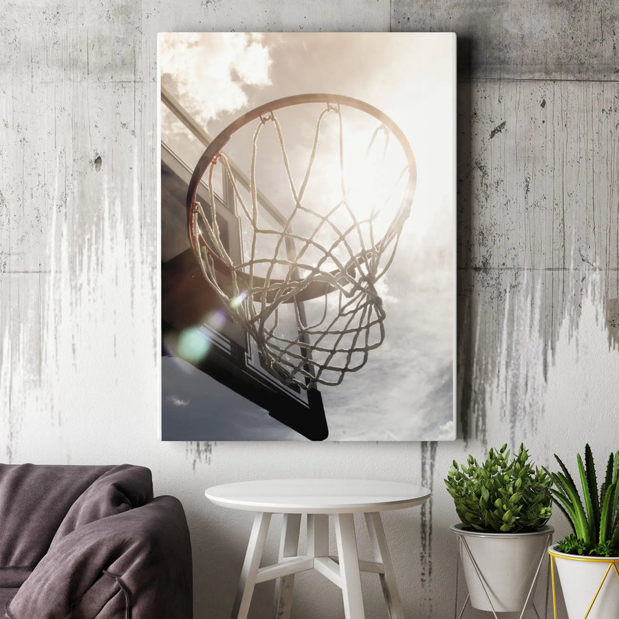 Inspirational Basketball Hoop Canvas Print | Vintage Sports Photography Wall Art | Premium Thick Gallery Wrap | Collector's Gift for Player, Boys Room Decor