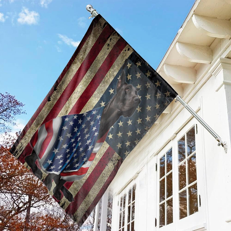 Great Dane Garden Flag | Patriotic American Flag & Dog Print | Weather-Resistant Premium Polyester | Independence Day Outdoor Decor Gift