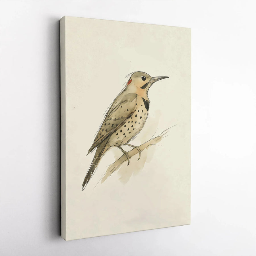 Northern Flicker Bird Wall Art | Watercolor Sketch Print | Premium Gallery Wrap Canvas | Nature Lover Home Decor Gift