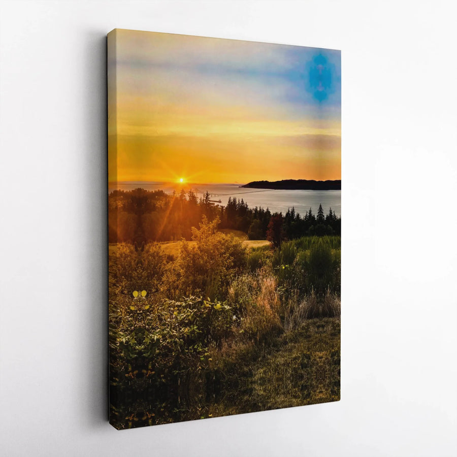 Coastal Sunset Canvas Wall Art | Golden Hour Forest Landscape Print | 1.25" Premium Gallery Profile | Modern Nature Decor for Living Room