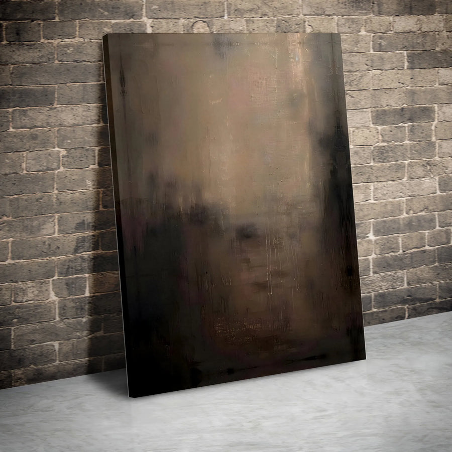 Abstract Canvas Wall Art | Moody Dark Brown And Black Textured Print | Gallery Quality 1.25" Profile | Modern Home And Office Decor