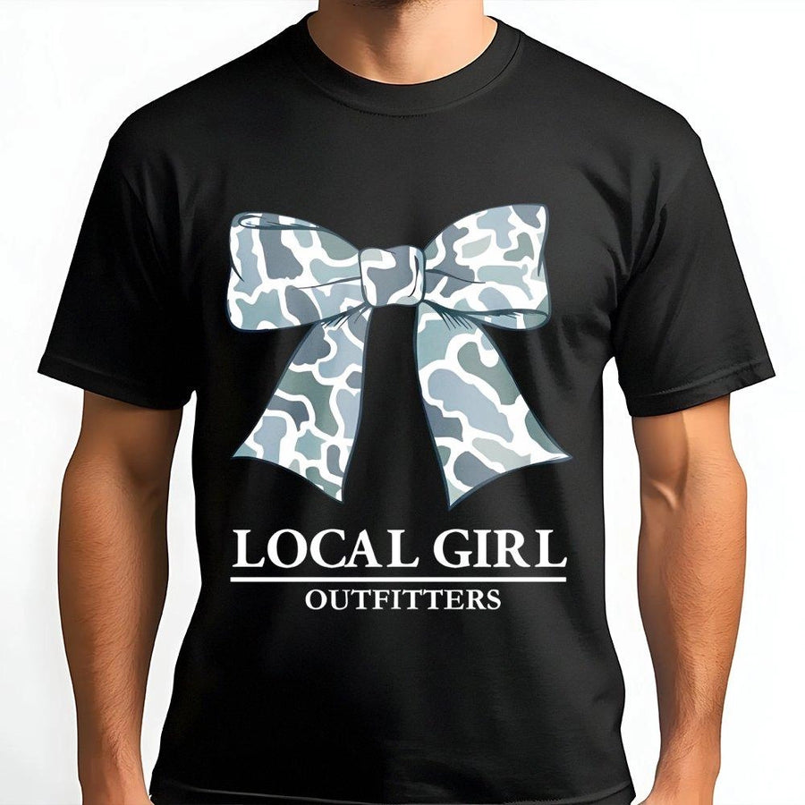 Camo Bow T-Shirt | Southern Preppy Coastal Cowgirl Aesthetic | Premium Cotton Graphic Tee | Trendy Gift for Women and Teens