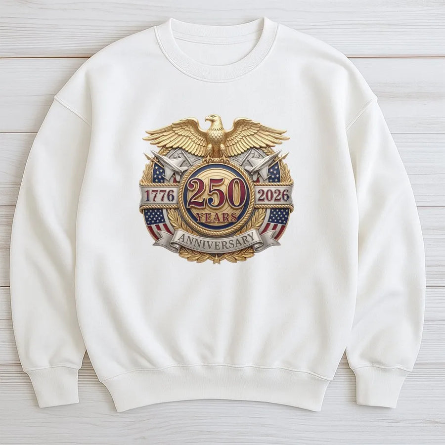 USA 250th Anniversary Sweatshirt | Commemorative 1776-2026 Eagle Crest | Premium Cotton Blend | Patriotic Collector's Gift for History Buffs