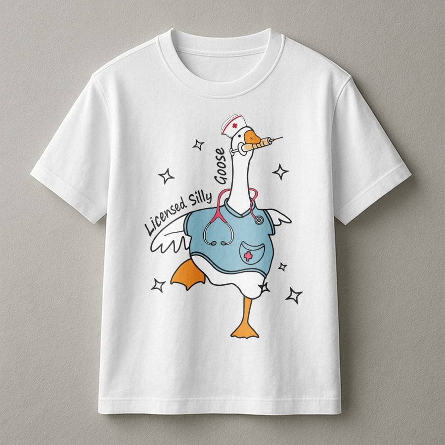 Licensed Silly Goose T-Shirt | Funny Nurse Graphic Tee | Soft 100% Cotton Premium Quality | Nurse Appreciation Gift for Nursing Students & RNs