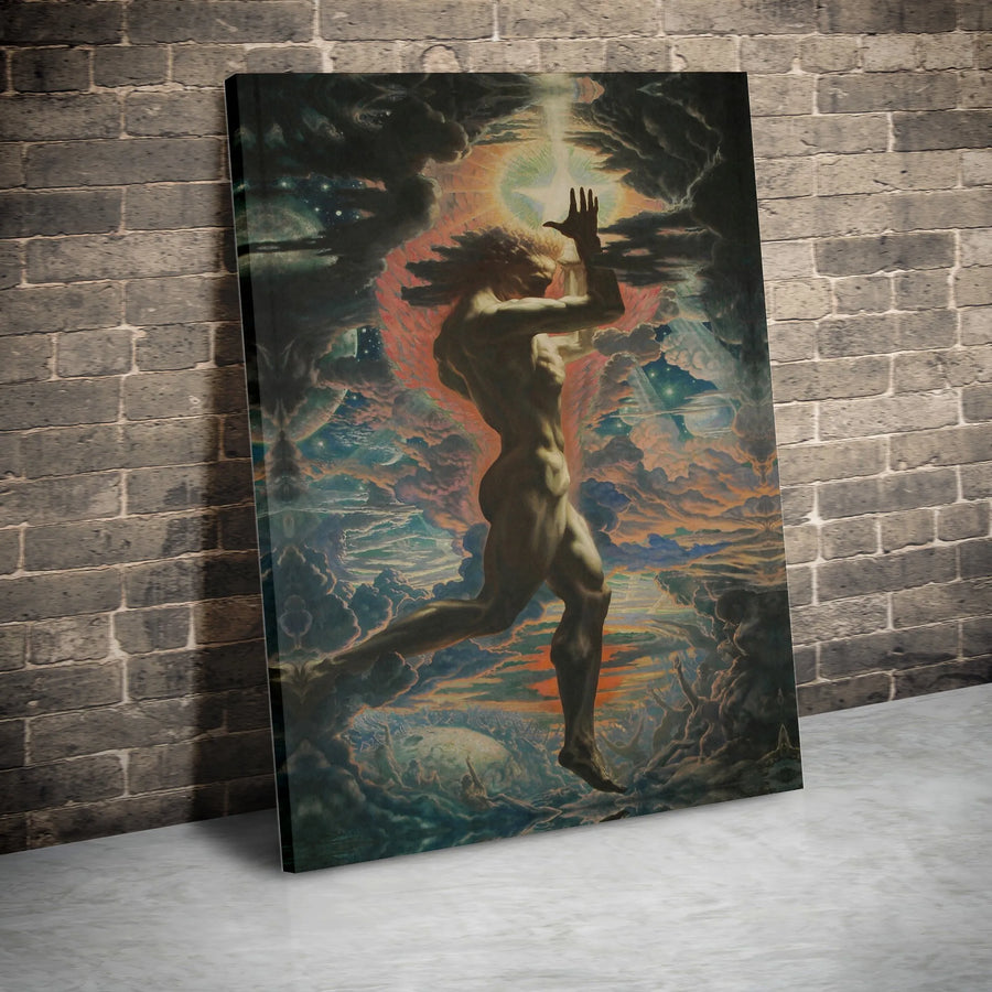 Prometheus Canvas Wall Art | Jean Delville Classical Painting Print | Premium Gallery Wrap Decor | Mythological Fine Art Gift for Home