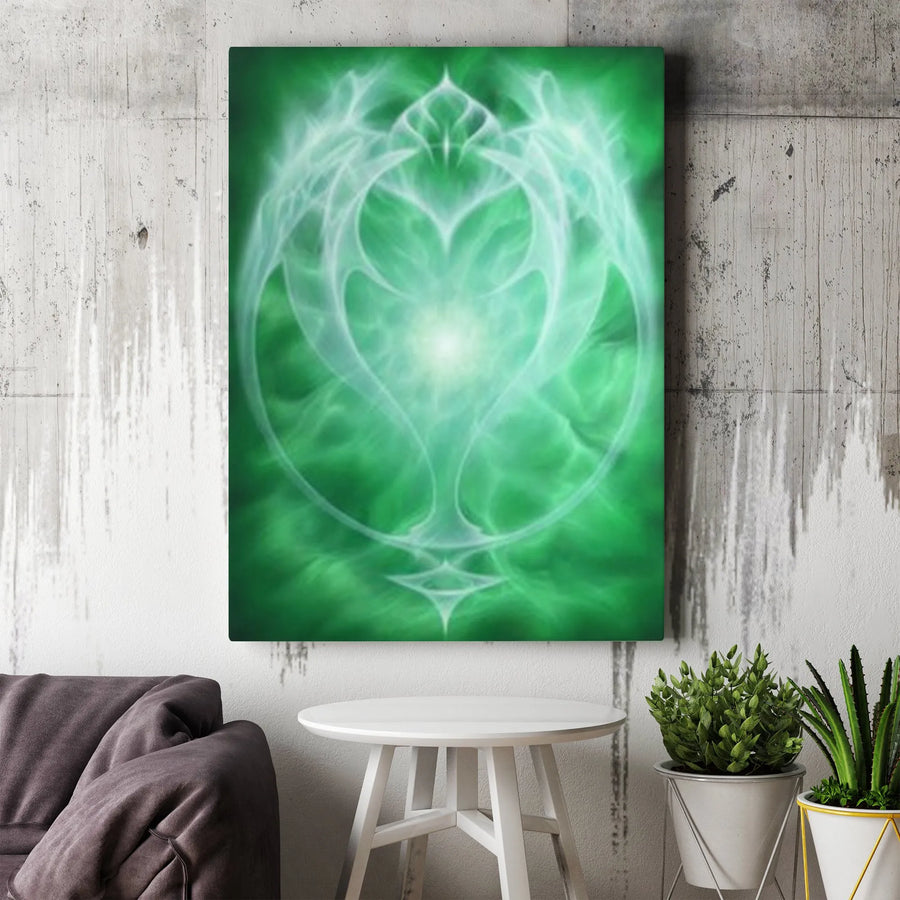 Heart Chakra Canvas Art | Glowing Abstract Energy Design | Premium Gallery-Quality Print | Meditation Room & Yoga Studio Decor