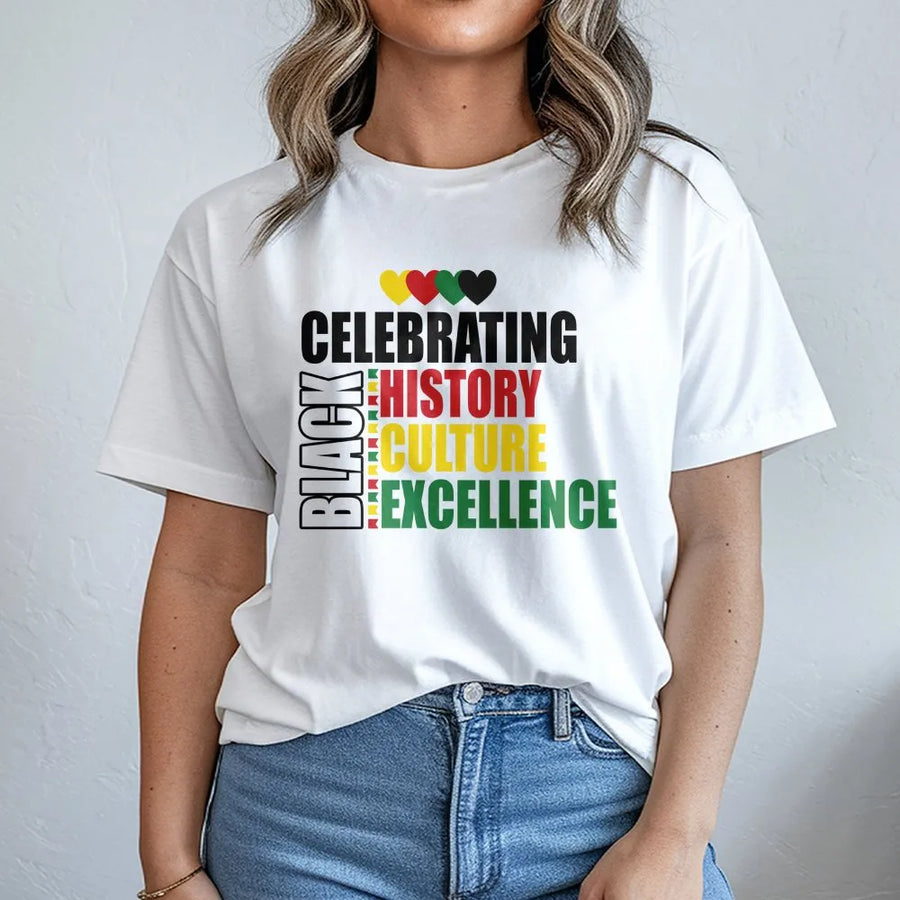 Black History Month T-Shirt | Celebrating Excellence Culture Design | Premium 100% Cotton Tee | African American Pride Apparel Gift