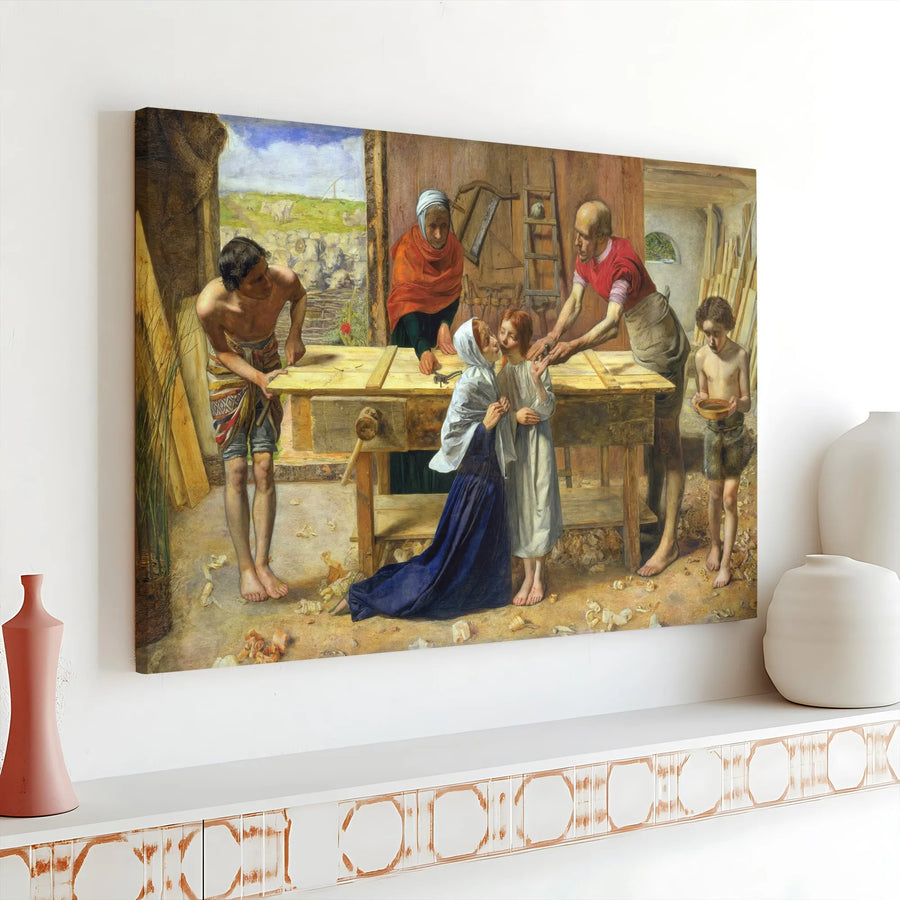 Christ in the House of His Parents Canvas Art | John Everett Millais Painting Print | Premium Gallery Quality Canvas | Religious Home Decor Gift