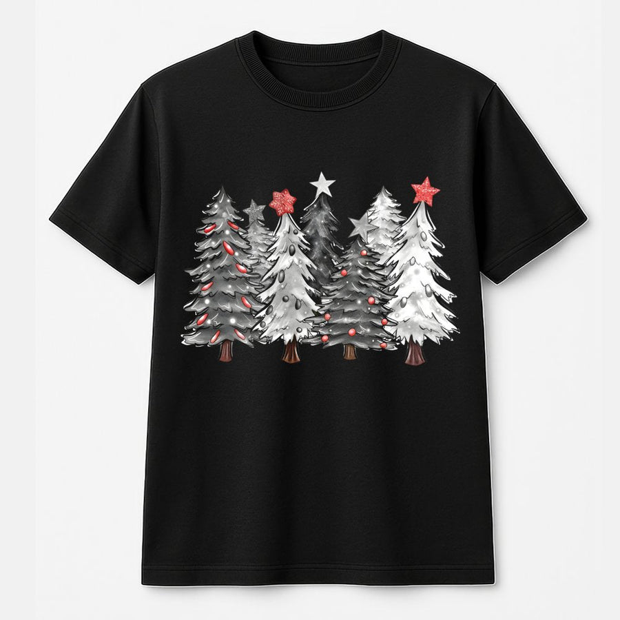 Christmas Tree T-Shirt | Minimalist Holiday Pine Graphic | 100% Cotton Premium Tee | Unisex Winter Seasonal Gift For Family