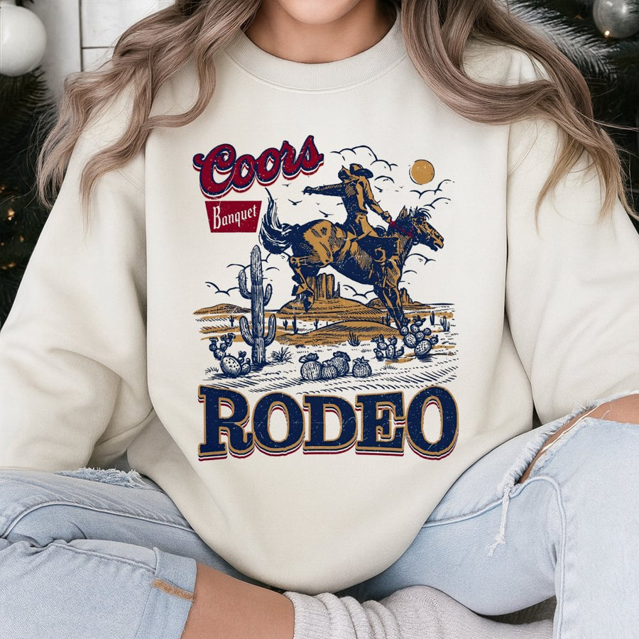 Coor Banqet Rodeo Cowboy Sweatshirt, 2 Sided Graphic Printed Unisex Classic Cotton Sweatshirt Menswear Top