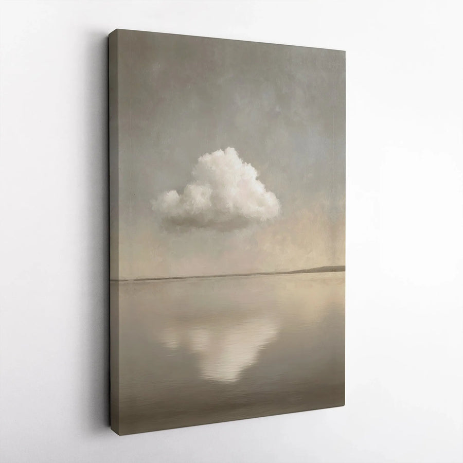 Minimalist Cloud Canvas Wall Art | Ethereal Seascape Reflection, Moody Landscape Painting | Premium Thick Gallery Wrap Canvas | Modern Office & Home Decor Gift
