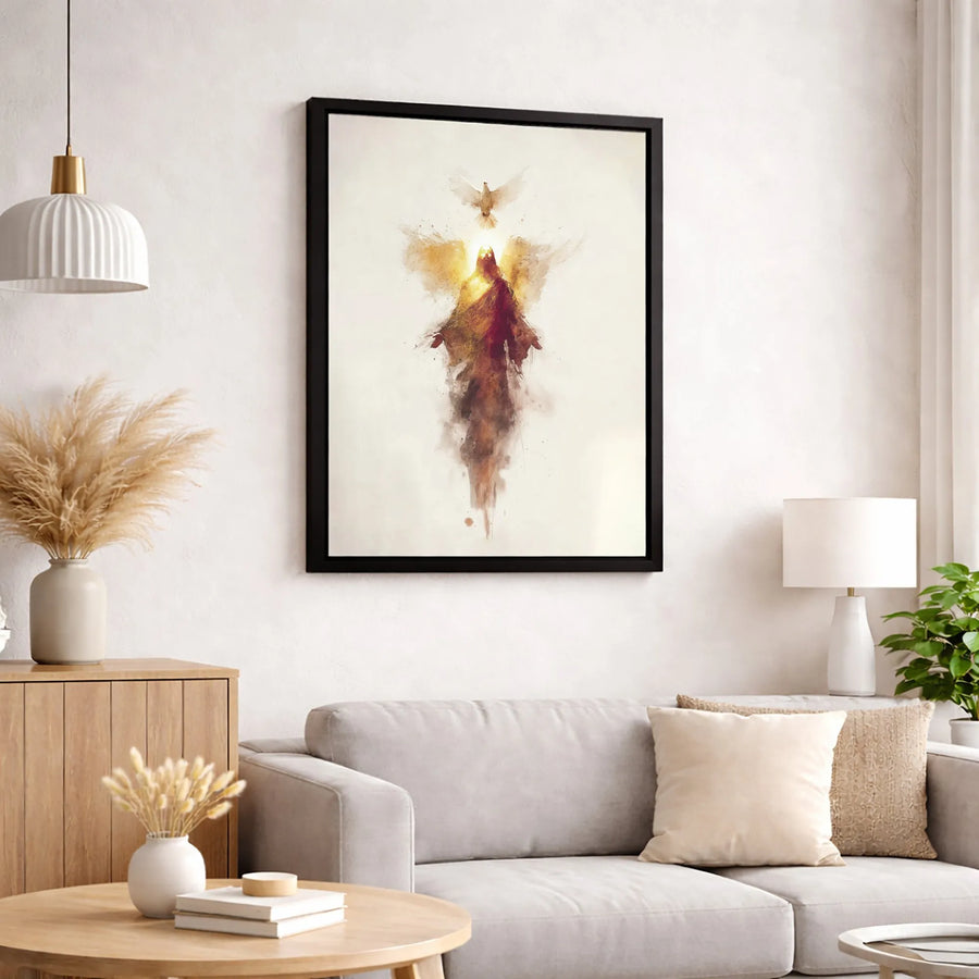 Jesus Christ Canvas Wall Art | Abstract Watercolor Holy Spirit Dove Print | Premium 1.25" Gallery Wrap | Religious Home Decor Gift