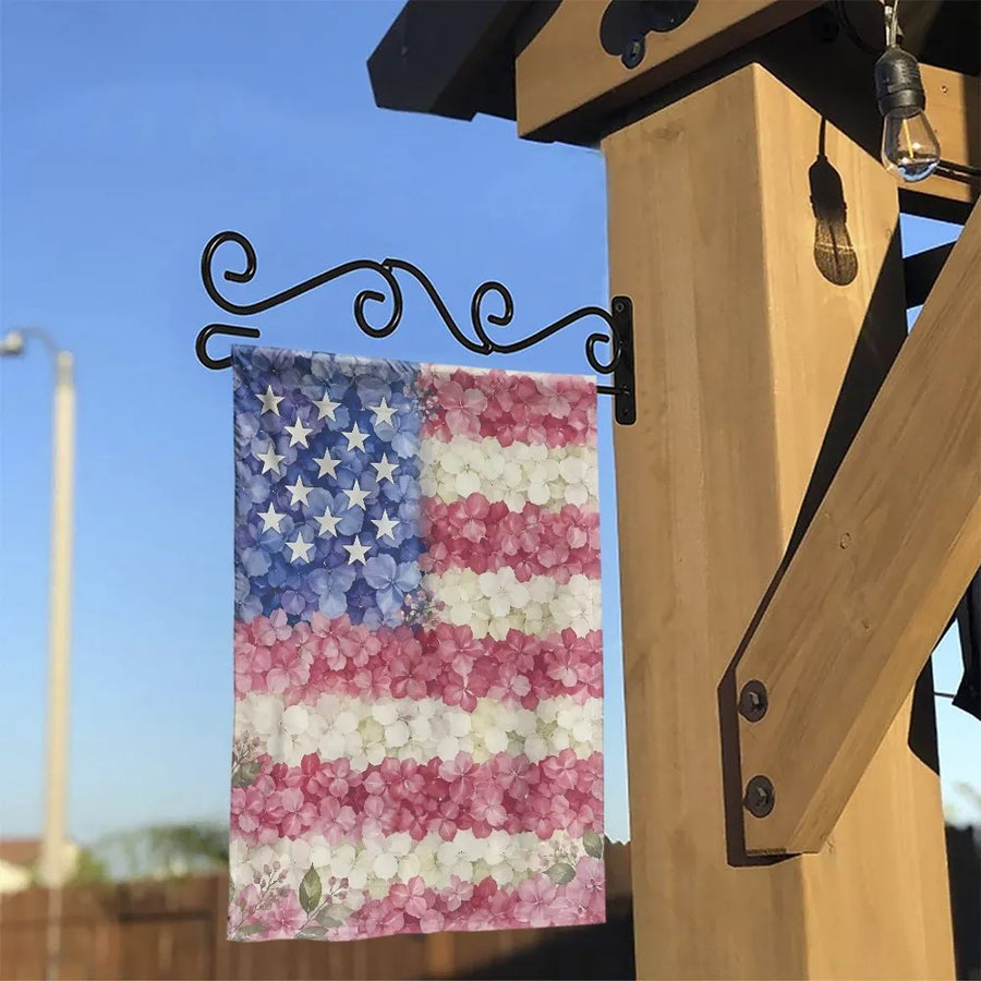 Patriotic Floral American Flag Garden Flag | Red White and Blue Flower Print Double Sided | Weather Resistant Premium Polyester | 4th of July Memorial Day Outdoor Decor Gift