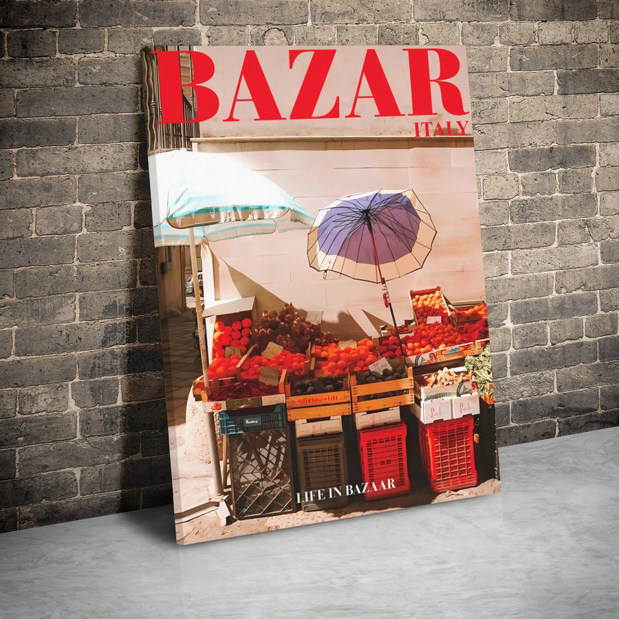 Italian Market Canvas Art | Mediterranean Fruit Stand Photography | Premium Gallery Wrap Wall Decor | Travel Aesthetic Magazine Style Print