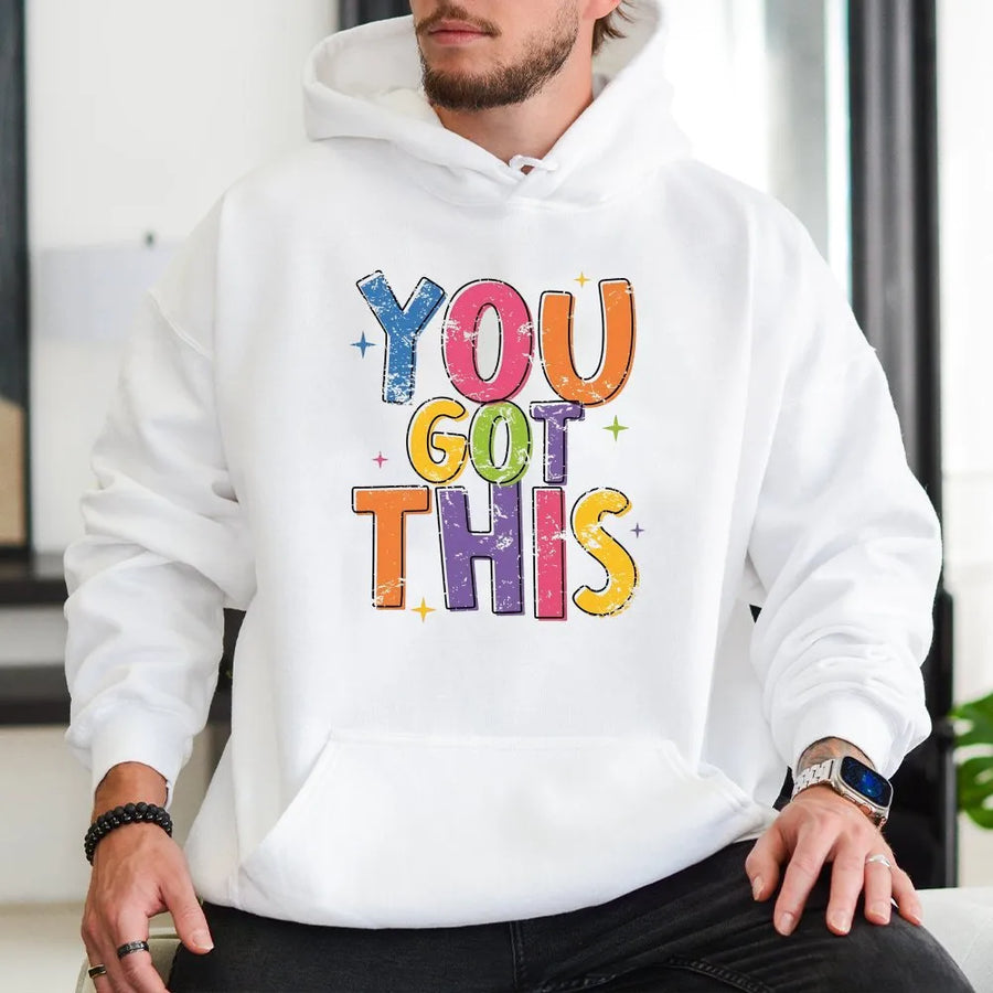 Retro Teacher Hoodie | You Got This Positive Affirmation Graphic | Comfort Colors 100% Cotton | Gift for Elementary Teacher, First Day of School Outfit